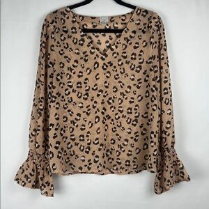 A New Day‎ Tan Leopard Print Blouse